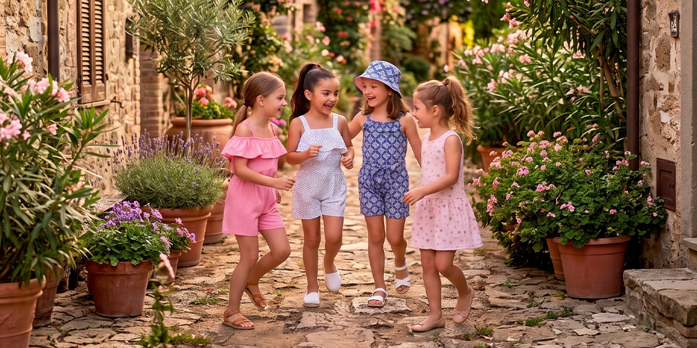 NIÑAS VESTIDAS CON ROPA ARTESANAL